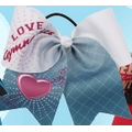 Love Gymnastics 2 Tone Heart \Hair Bow - Gray/White